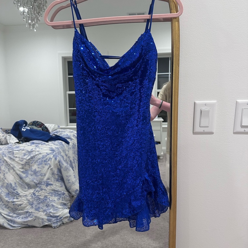 Blue Sequin Mini Dress - Picture 3 of 3